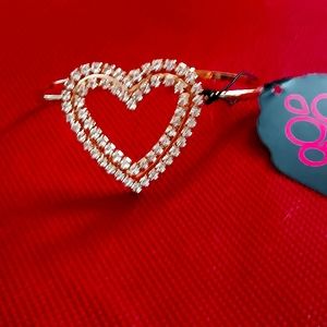 Paparazzi crystal heart gold tone open bracelet.